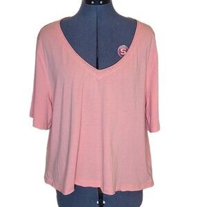 Bp plus size v-neck crop top bubble gum pink NWT 1X